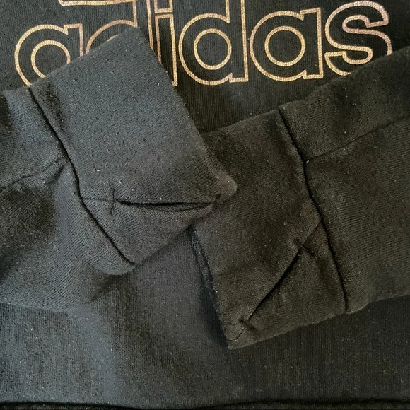Adidas  Girls Black and Gold Stripes Hoodie Sz S - Picture 4 of 9
